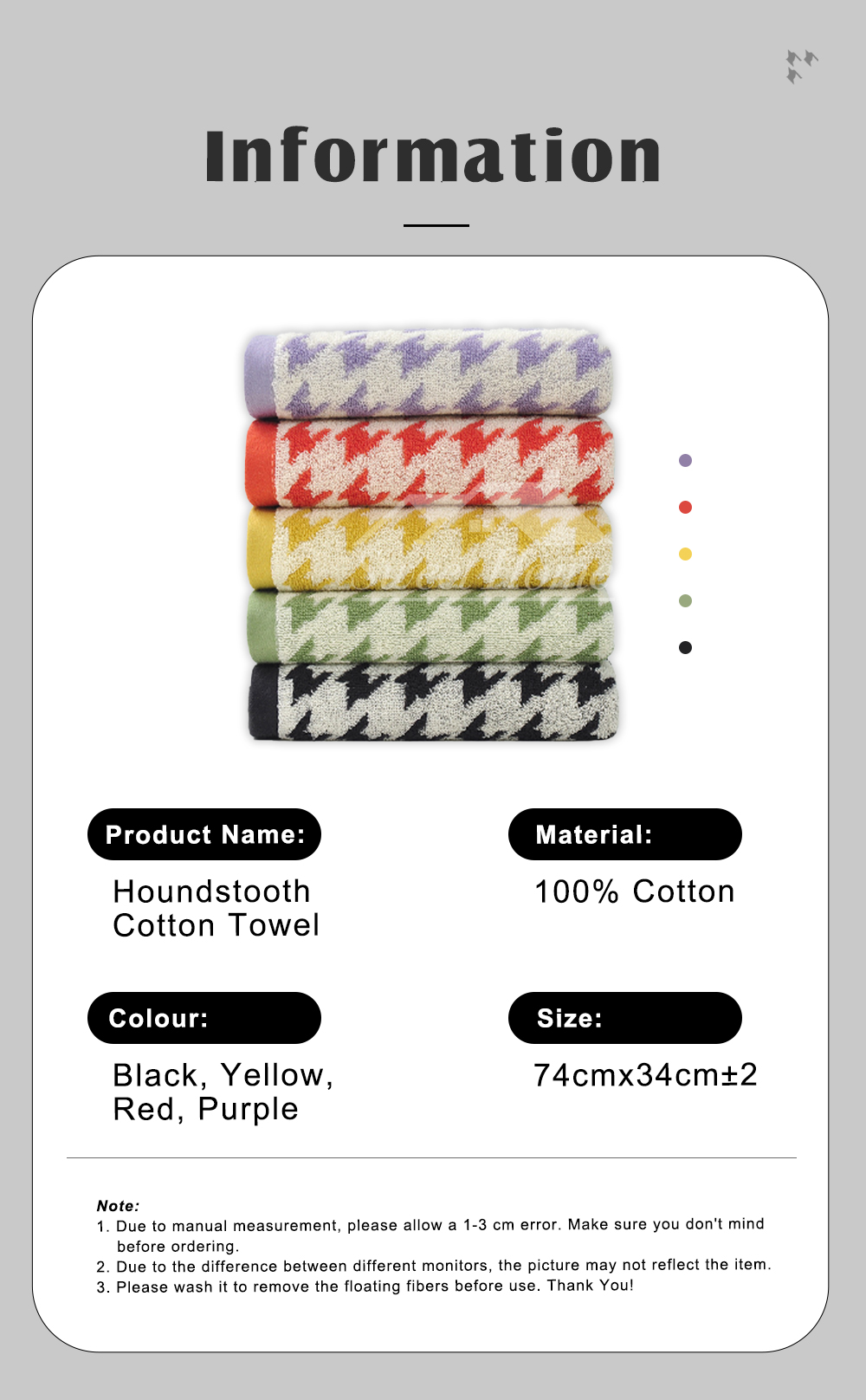Houndstooth Pure Cotton Towel-9